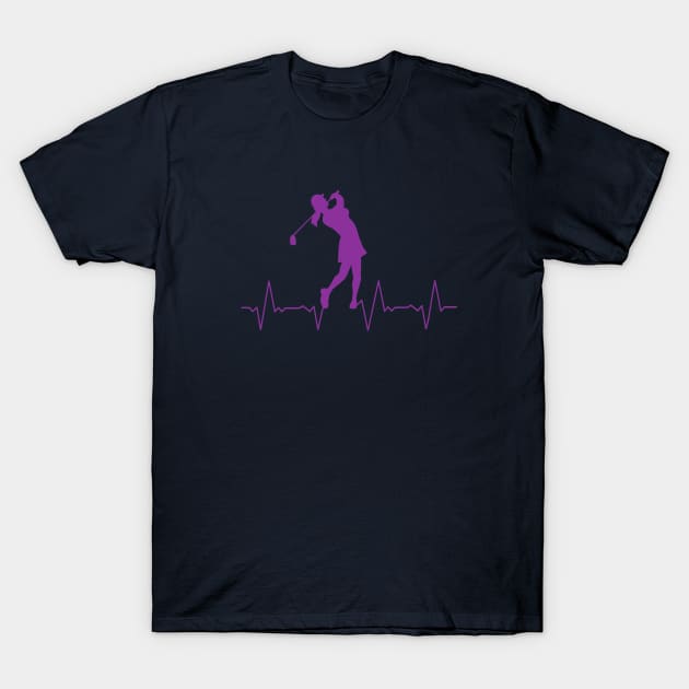 Golf Heartbeat Purple T-Shirt by KJKlassiks